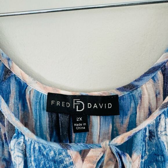 Fred David Blue And Pink Boho Tunic Women’s Size 2X - Picture 2 of 7